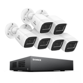 8 Channel 1080P Wired Security Camera System - Hybrid DVR, 6pcs 2MP Bullet Cameras, Outdoor & Indoor, Smart Motion Detection, Remote Access